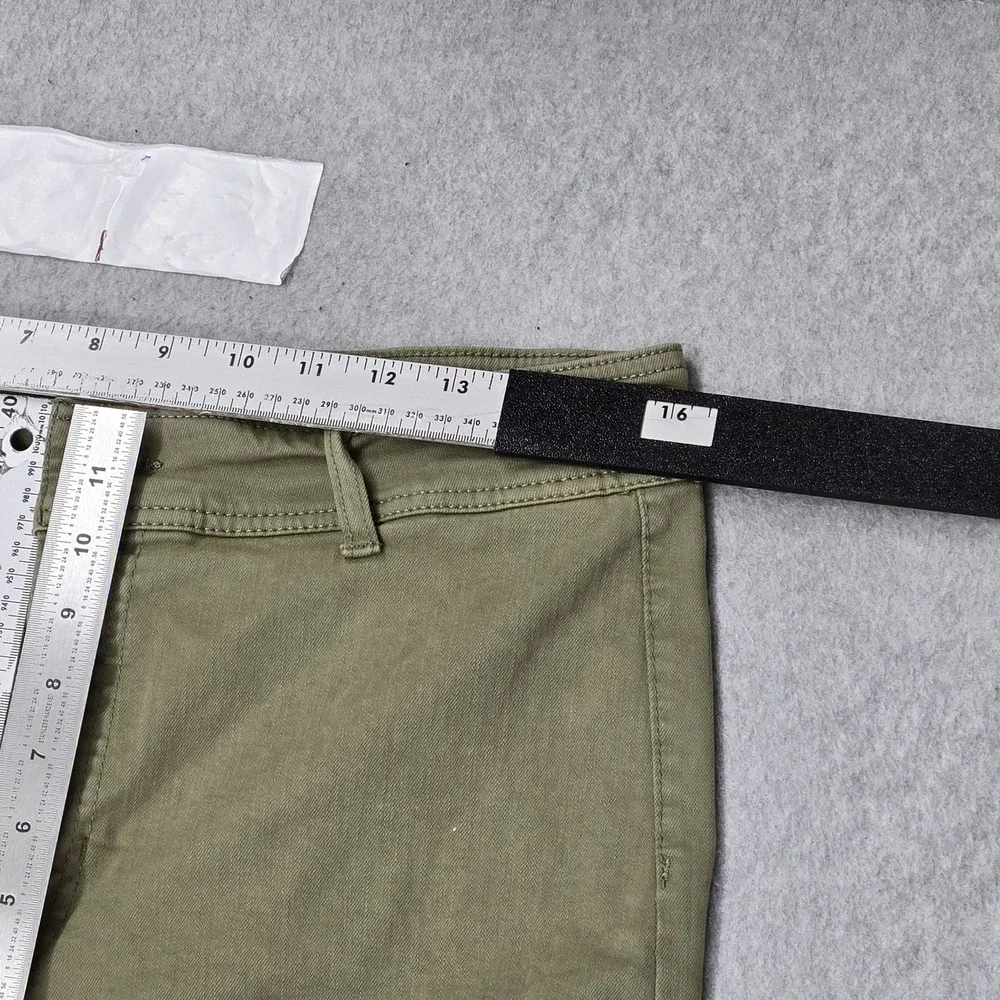 OAT New York Women Pants 12/31 Green Chino Wide Leg Raw Hem‎ 28